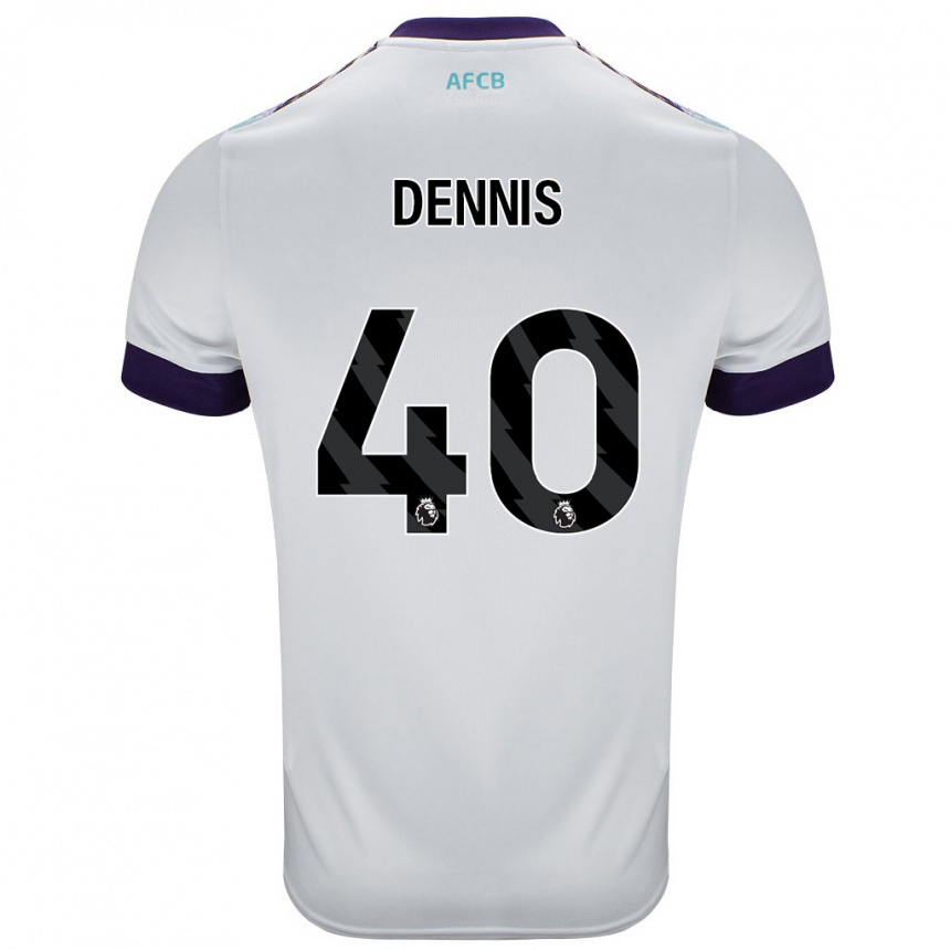 Kids Football Will Dennis #40 White Green Purple Away Jersey 2024/25 T-Shirt Canada