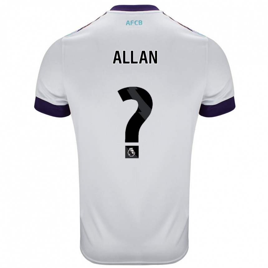 Kids Football Mack Allan #0 White Green Purple Away Jersey 2024/25 T-Shirt Canada