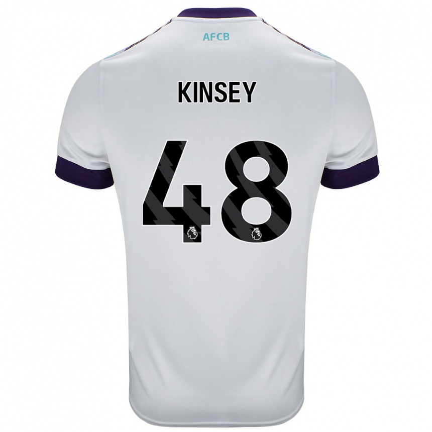 Kids Football Max Kinsey #48 White Green Purple Away Jersey 2024/25 T-Shirt Canada