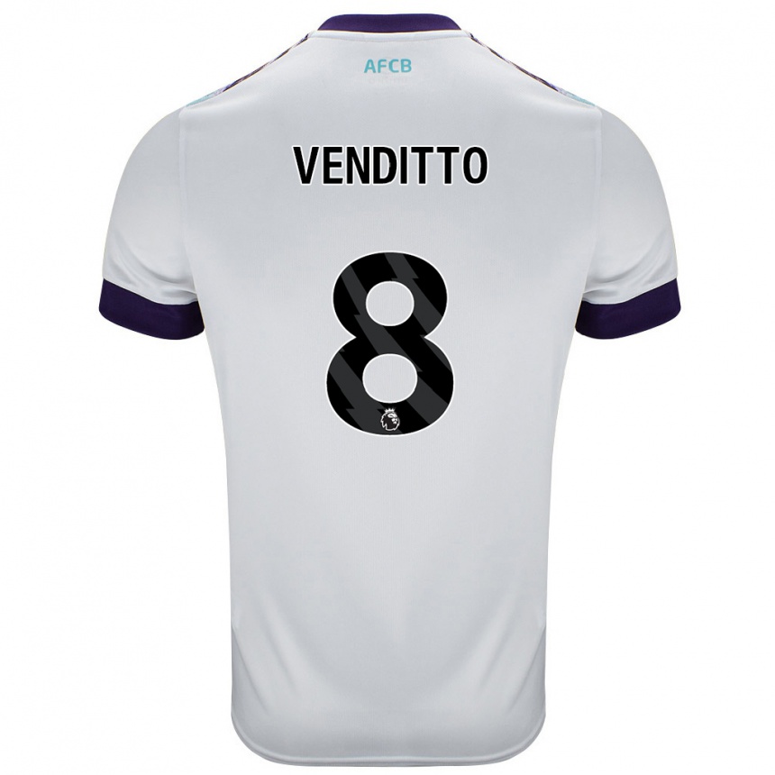 Kids Football Olivia Venditto #8 White Green Purple Away Jersey 2024/25 T-Shirt Canada