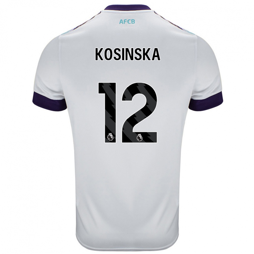 Kids Football Daniela Kosinska #12 White Green Purple Away Jersey 2024/25 T-Shirt Canada