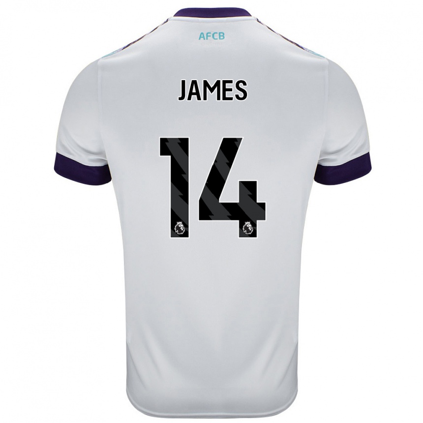 Kids Football Katie James #14 White Green Purple Away Jersey 2024/25 T-Shirt Canada