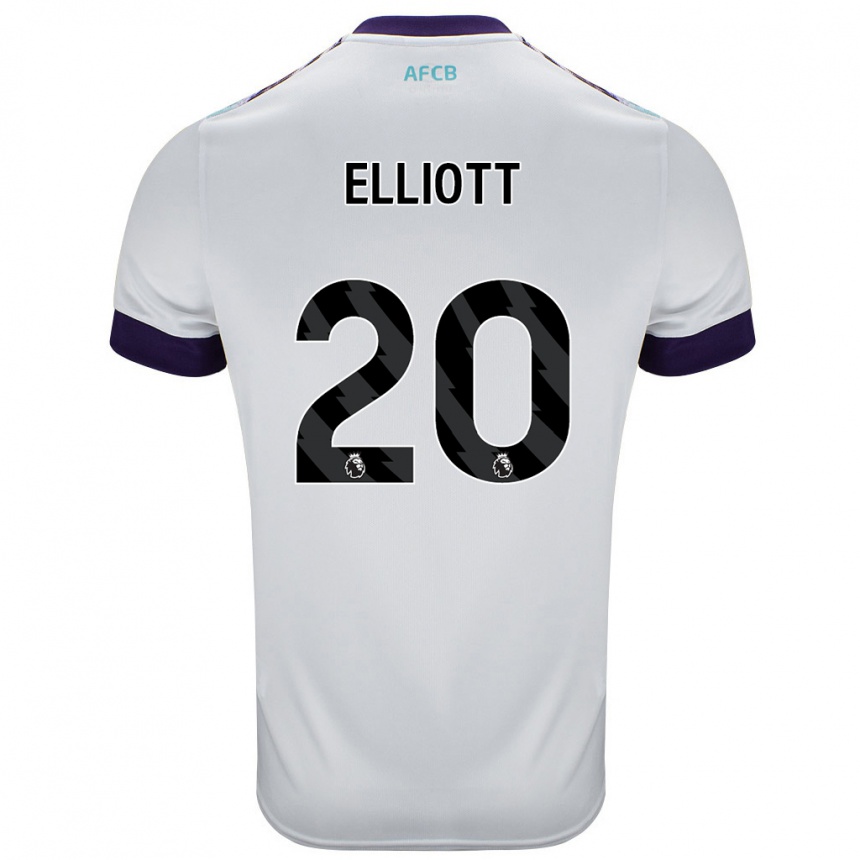 Kids Football Kaitlyn Elliott #20 White Green Purple Away Jersey 2024/25 T-Shirt Canada