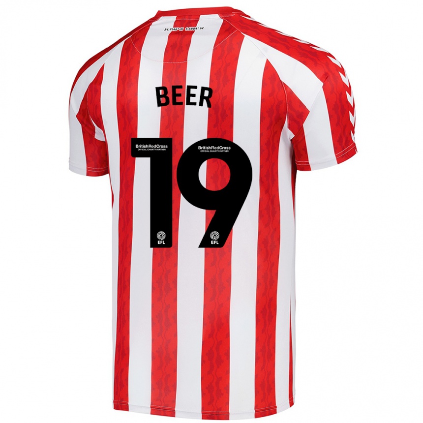 Homme Football Maillot Megan Beer #19 Rouge Blanc Tenues Domicile 2024/25 Canada