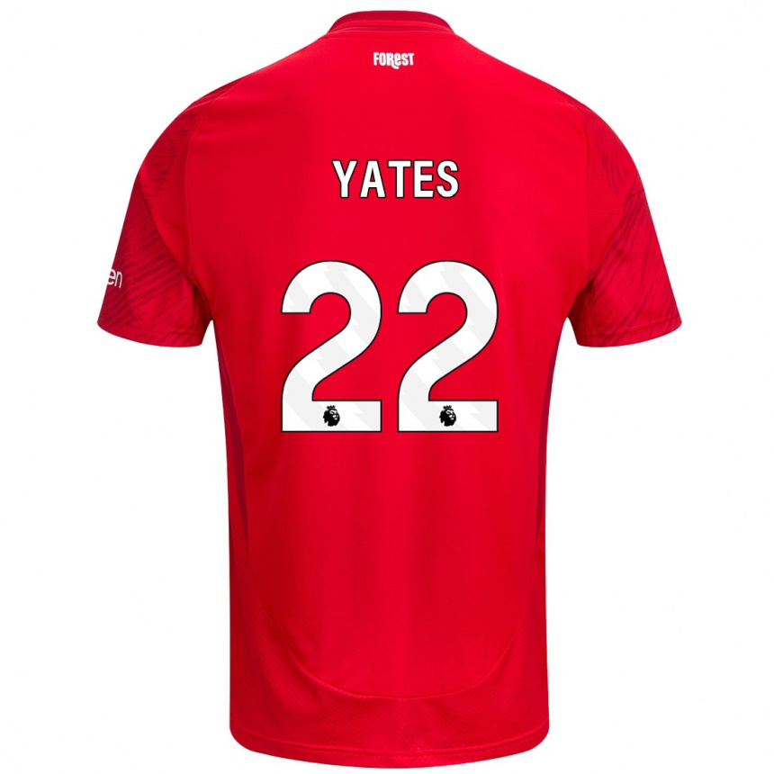 Men Football Ryan Yates #22 Red White Home Jersey 2024/25 T-Shirt Canada