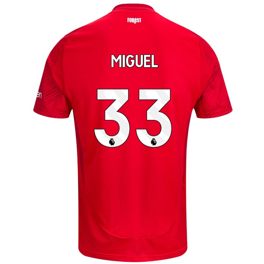 Men Football Carlos Miguel #33 Red White Home Jersey 2024/25 T-Shirt Canada