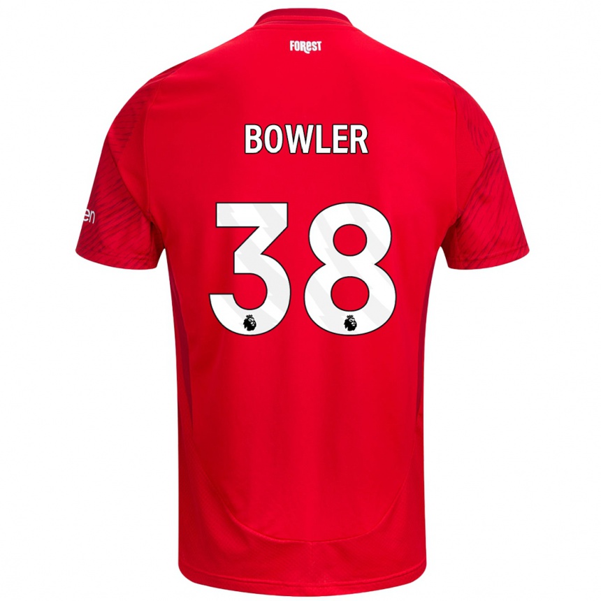 Men Football Josh Bowler #38 Red White Home Jersey 2024/25 T-Shirt Canada