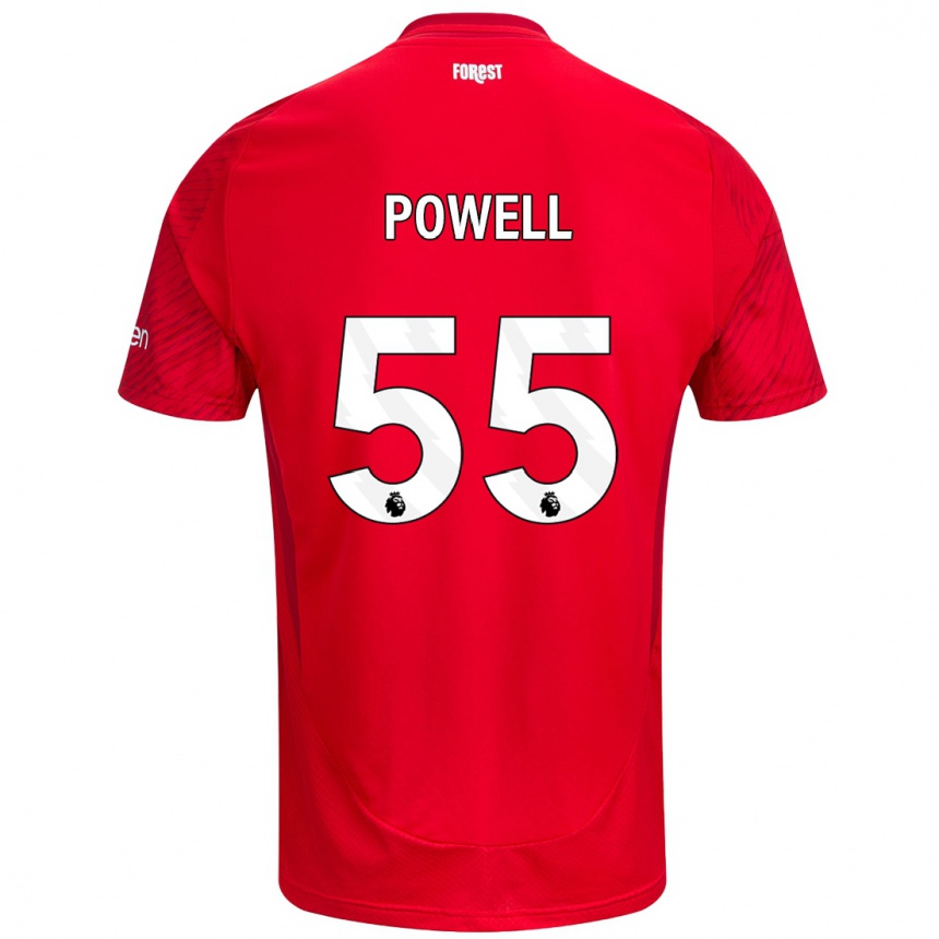 Men Football Josh Powell #55 Red White Home Jersey 2024/25 T-Shirt Canada