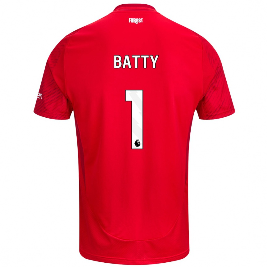 Men Football Emily Batty #1 Red White Home Jersey 2024/25 T-Shirt Canada