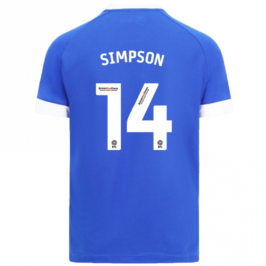 Men Football Jasmine Simpson #14 Sky Blue Home Jersey 2024/25 T-Shirt Canada