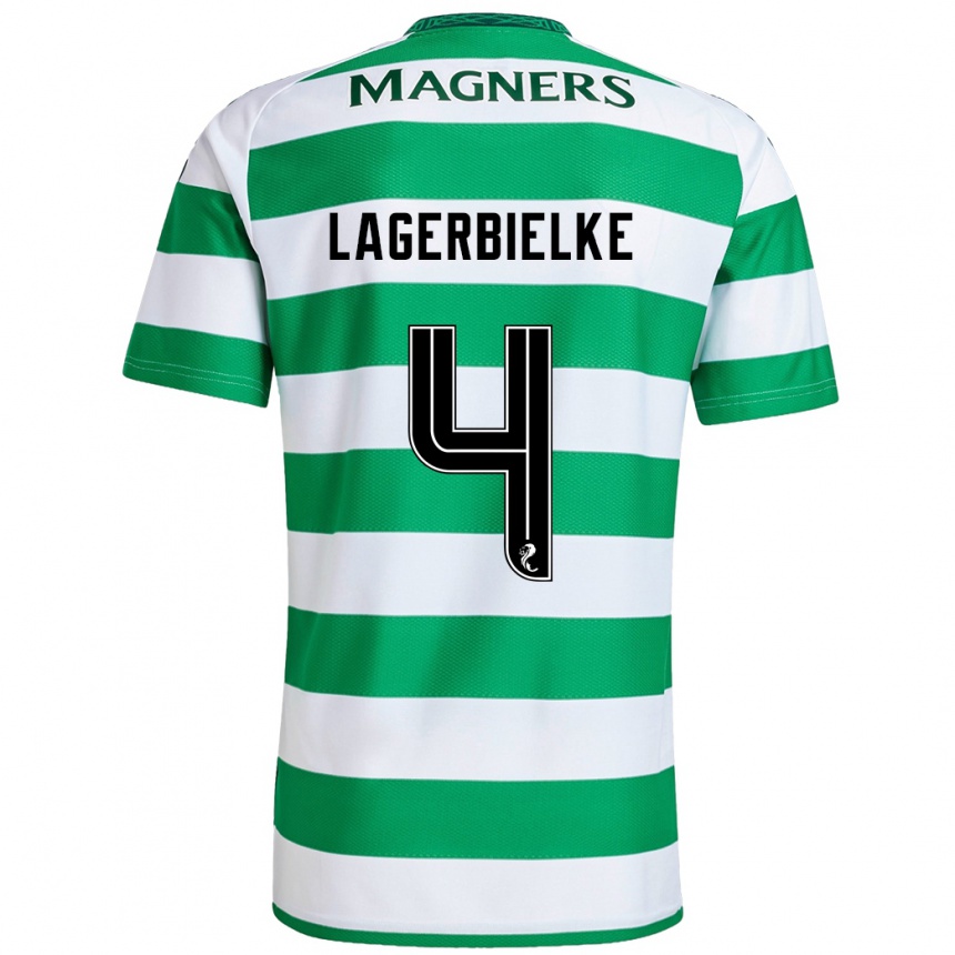 Men Football Gustaf Lagerbielke #4 Green White Home Jersey 2024/25 T-Shirt Canada