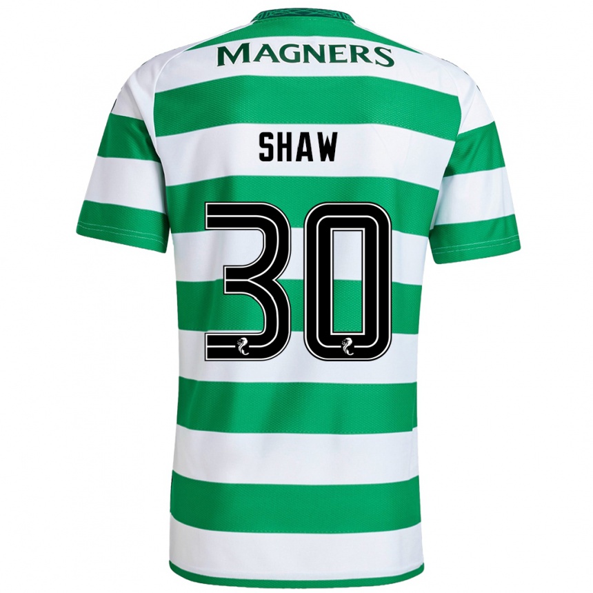 Men Football Liam Shaw #30 Green White Home Jersey 2024/25 T-Shirt Canada