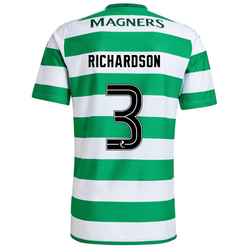 Men Football Amy Richardson #3 Green White Home Jersey 2024/25 T-Shirt Canada