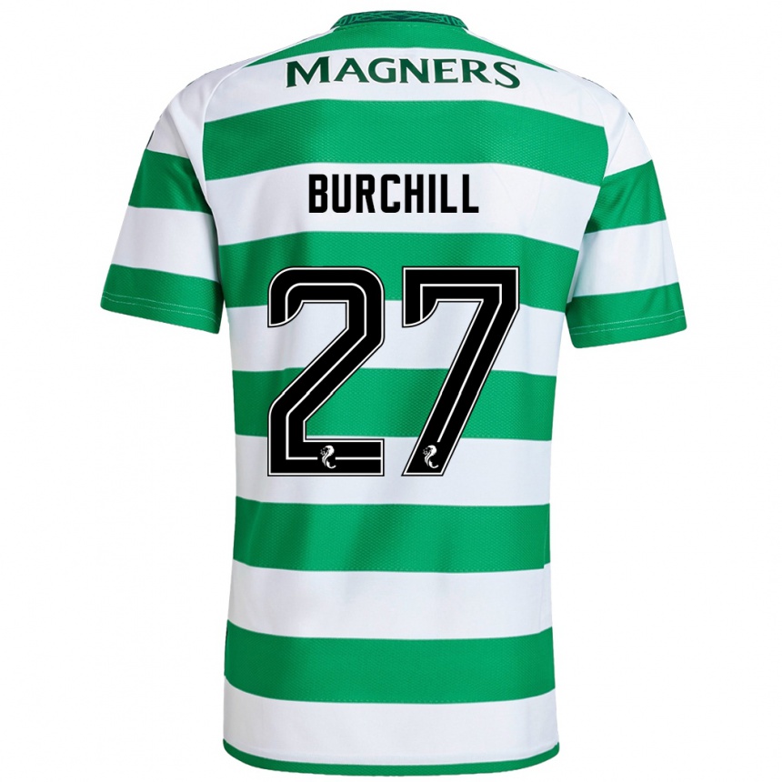 Men Football Tiree Burchill #27 Green White Home Jersey 2024/25 T-Shirt Canada