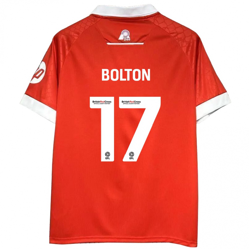 Men Football Luke Bolton #17 Red White Home Jersey 2024/25 T-Shirt Canada