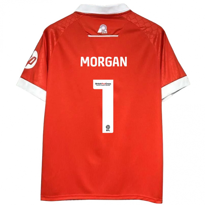 Men Football Delyth Morgan #1 Red White Home Jersey 2024/25 T-Shirt Canada