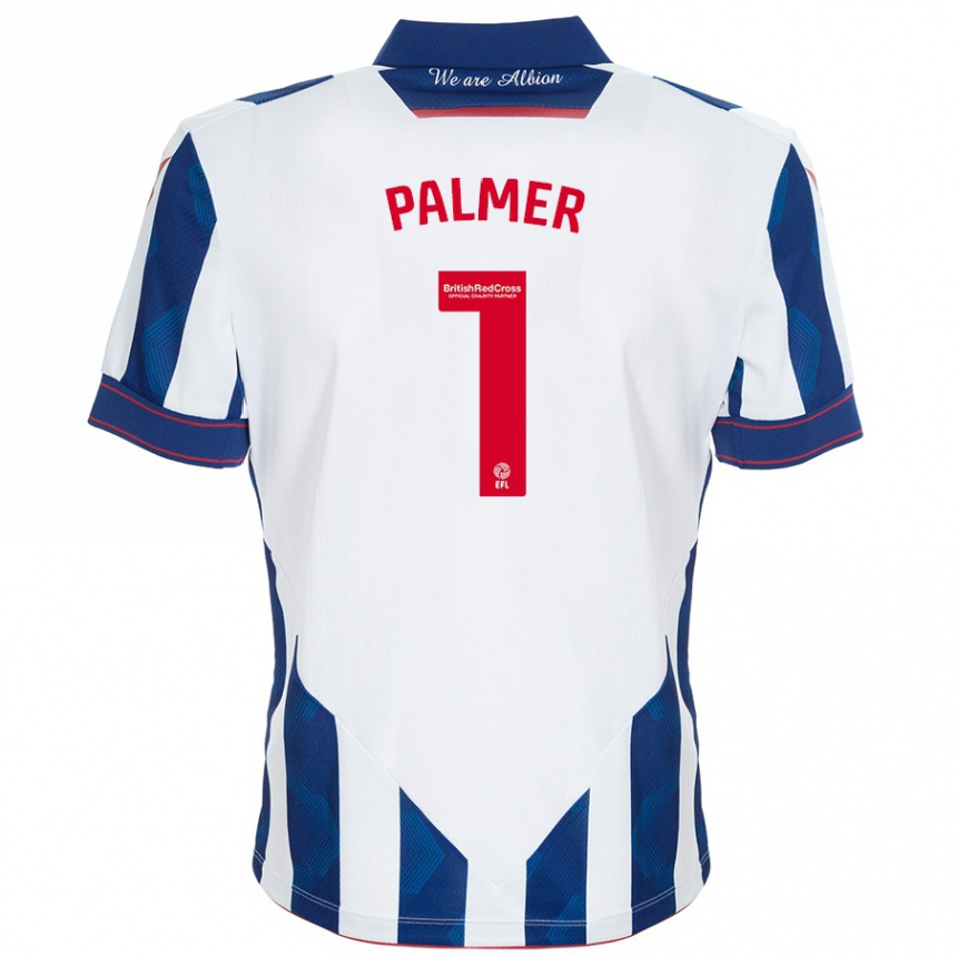 Men Football Alex Palmer #1 White Dark Blue Home Jersey 2024/25 T-Shirt Canada