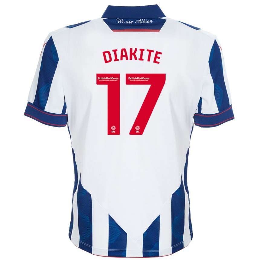 Men Football Ousmane Diakité #17 White Dark Blue Home Jersey 2024/25 T-Shirt Canada