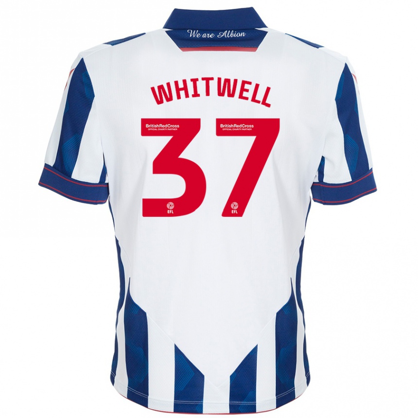 Men Football Harry Whitwell #37 White Dark Blue Home Jersey 2024/25 T-Shirt Canada