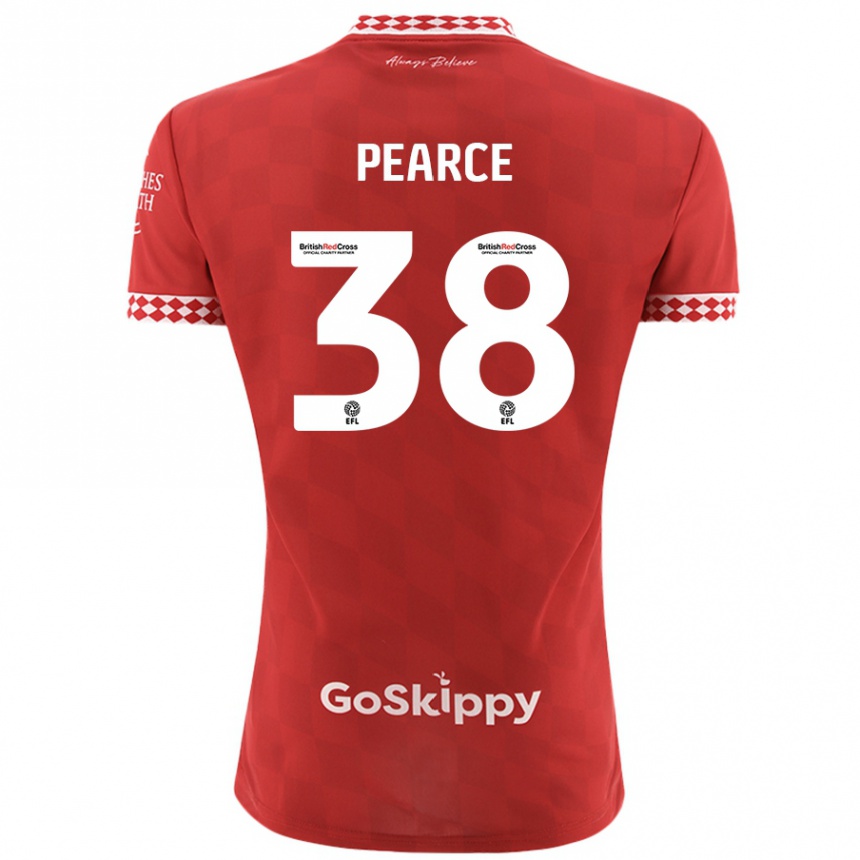 Men Football Manon Pearce #38 Red Home Jersey 2024/25 T-Shirt Canada