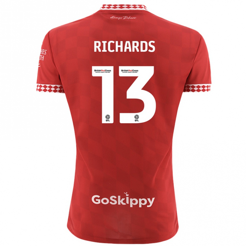 Men Football Harvey Wiles-Richards #13 Red Home Jersey 2024/25 T-Shirt Canada