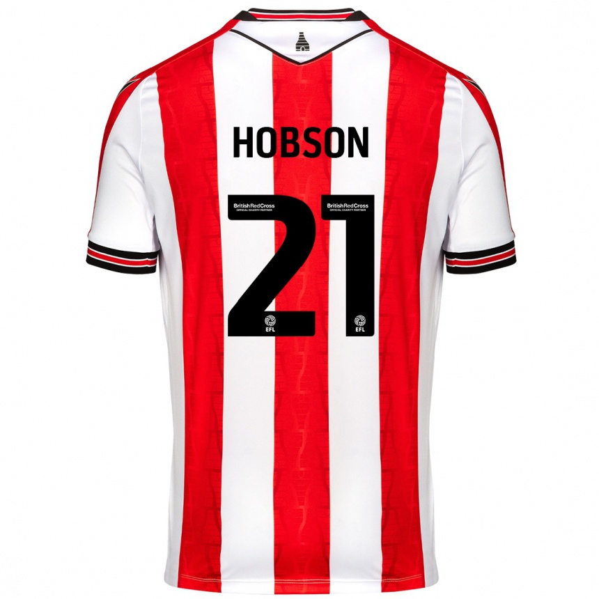 Men Football Elizabeth Hobson #21 Red White Home Jersey 2024/25 T-Shirt Canada