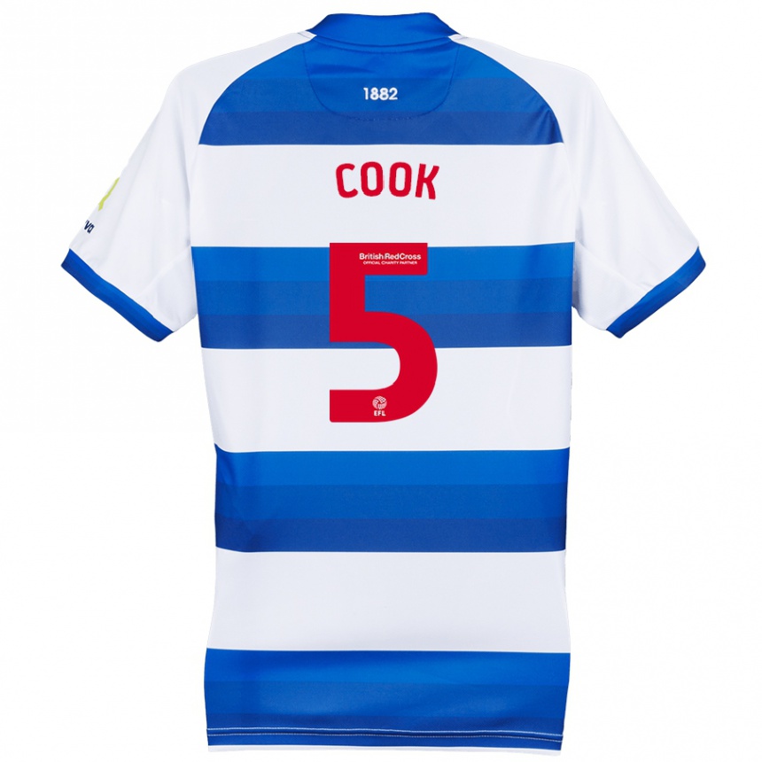 Men Football Steve Cook #5 White Blue Home Jersey 2024/25 T-Shirt Canada