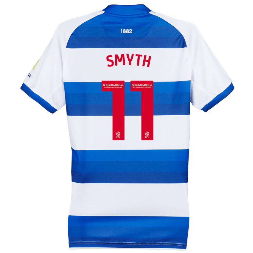 Men Football Paul Smyth #11 White Blue Home Jersey 2024/25 T-Shirt Canada