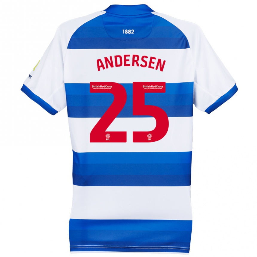 Men Football Lucas Andersen #25 White Blue Home Jersey 2024/25 T-Shirt Canada