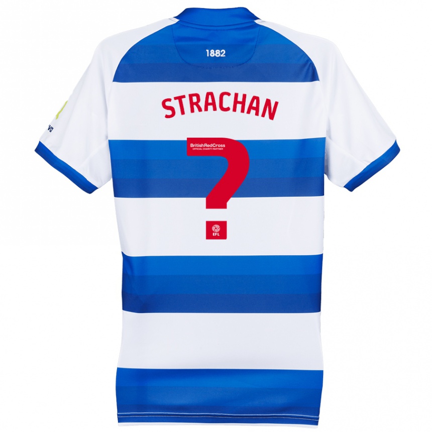 Men Football Lorenzo Strachan #0 White Blue Home Jersey 2024/25 T-Shirt Canada