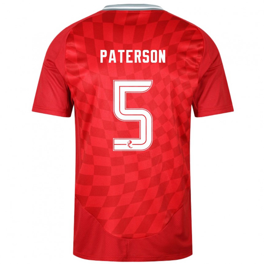 Men Football Donna Paterson #5 Red Home Jersey 2024/25 T-Shirt Canada