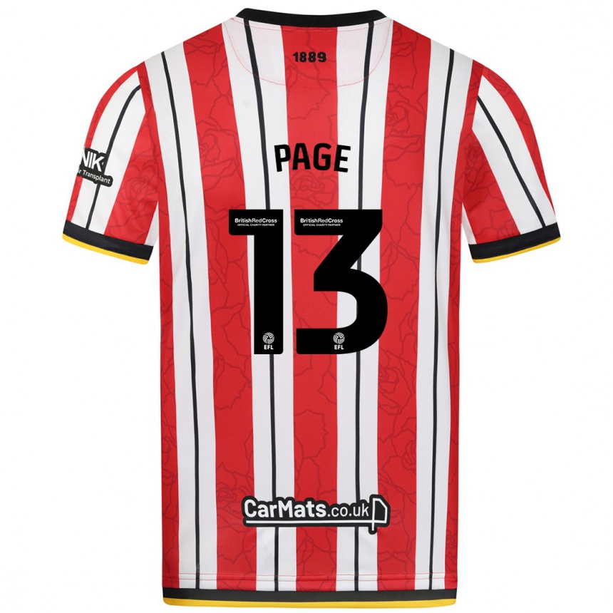 Men Football Olivia Page #13 Red White Stripes Home Jersey 2024/25 T-Shirt Canada