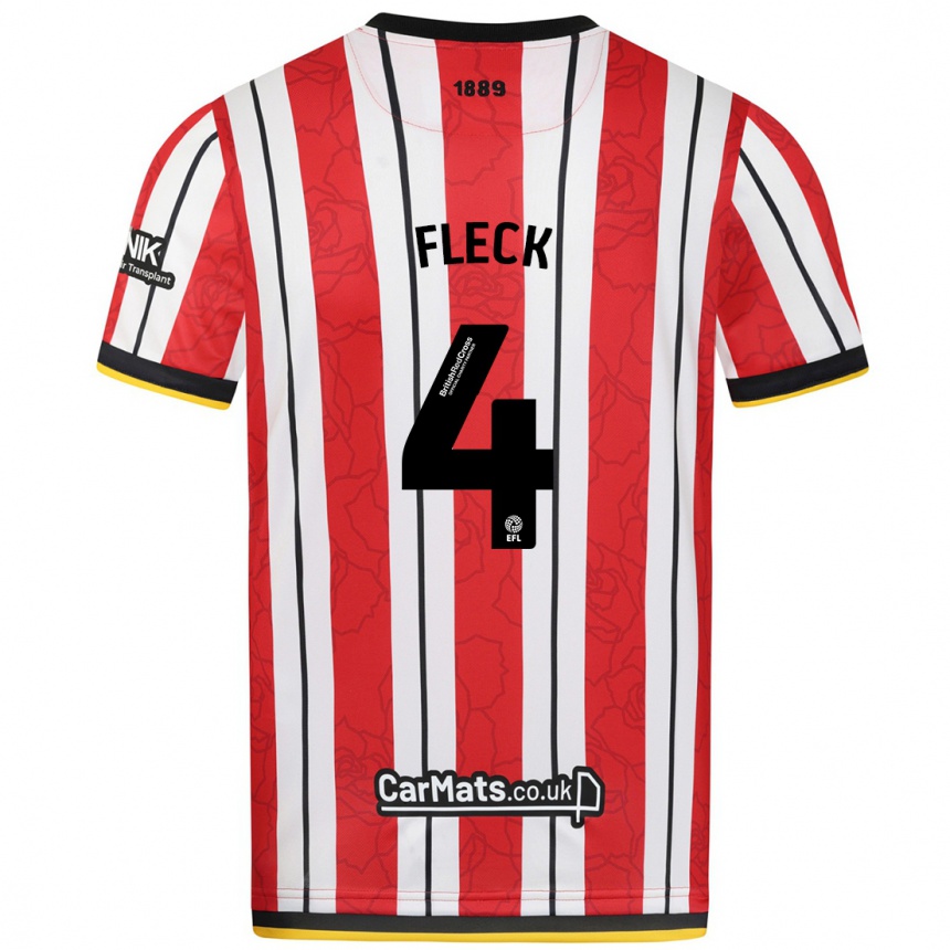 Men Football John Fleck #4 Red White Stripes Home Jersey 2024/25 T-Shirt Canada