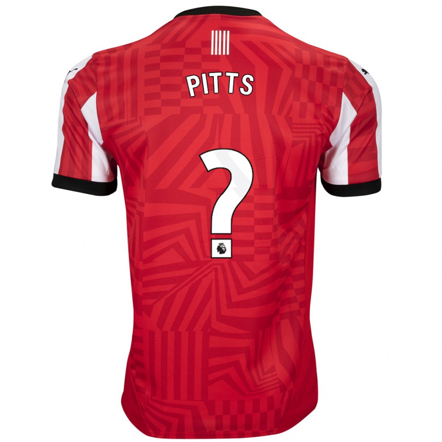 Men Football Josh Pitts #0 Red White Home Jersey 2024/25 T-Shirt Canada