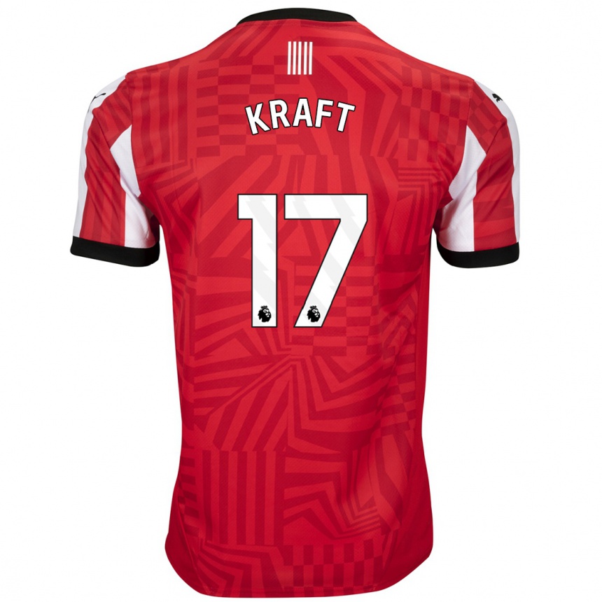 Men Football Emily Kraft #17 Red White Home Jersey 2024/25 T-Shirt Canada