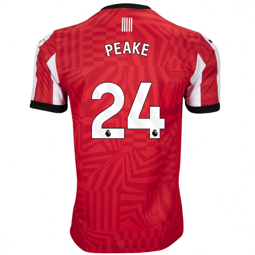 Men Football Paige Peake #24 Red White Home Jersey 2024/25 T-Shirt Canada