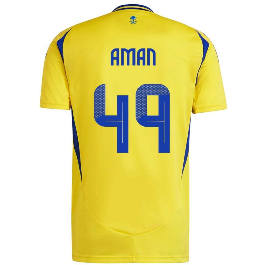 Men Football Awad Aman #49 Yellow Blue Home Jersey 2024/25 T-Shirt Canada