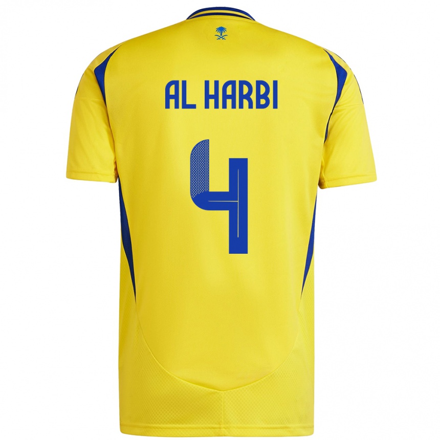 Men Football Fay Al-Harbi #4 Yellow Blue Home Jersey 2024/25 T-Shirt Canada