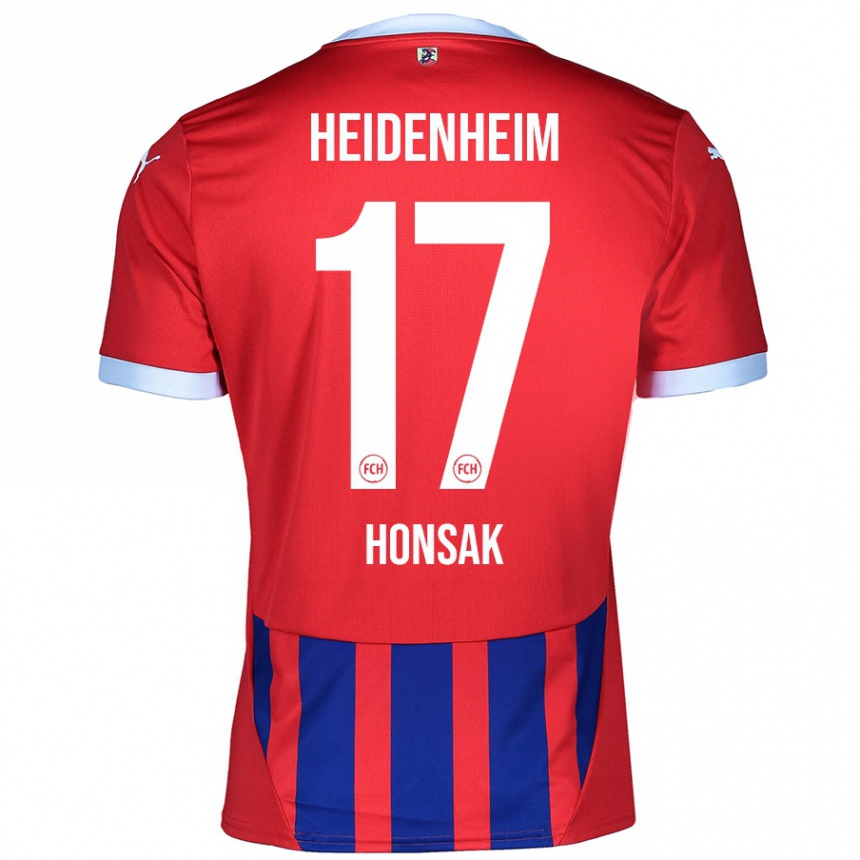 Men Football Mathias Honsak #17 Red Blue Home Jersey 2024/25 T-Shirt Canada