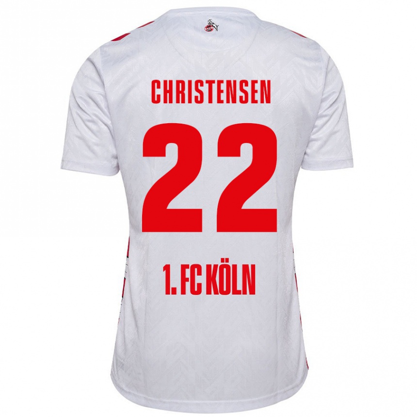 Men Football Jacob Christensen #22 White Red Home Jersey 2024/25 T-Shirt Canada