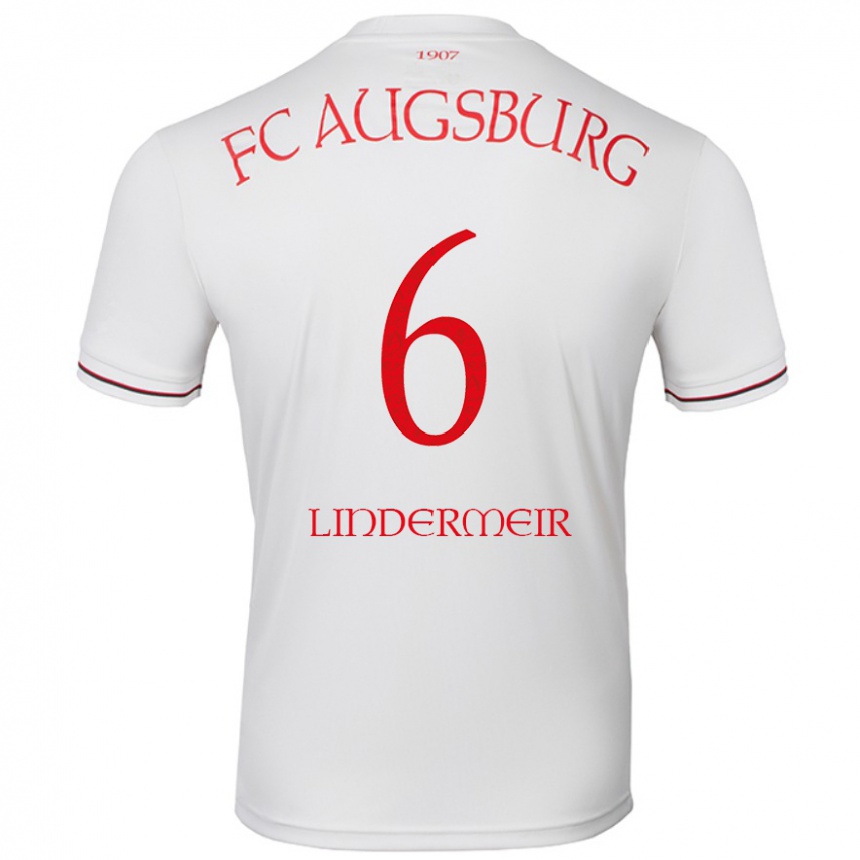 Men Football Dominik Lindermeir #6 White Home Jersey 2024/25 T-Shirt Canada