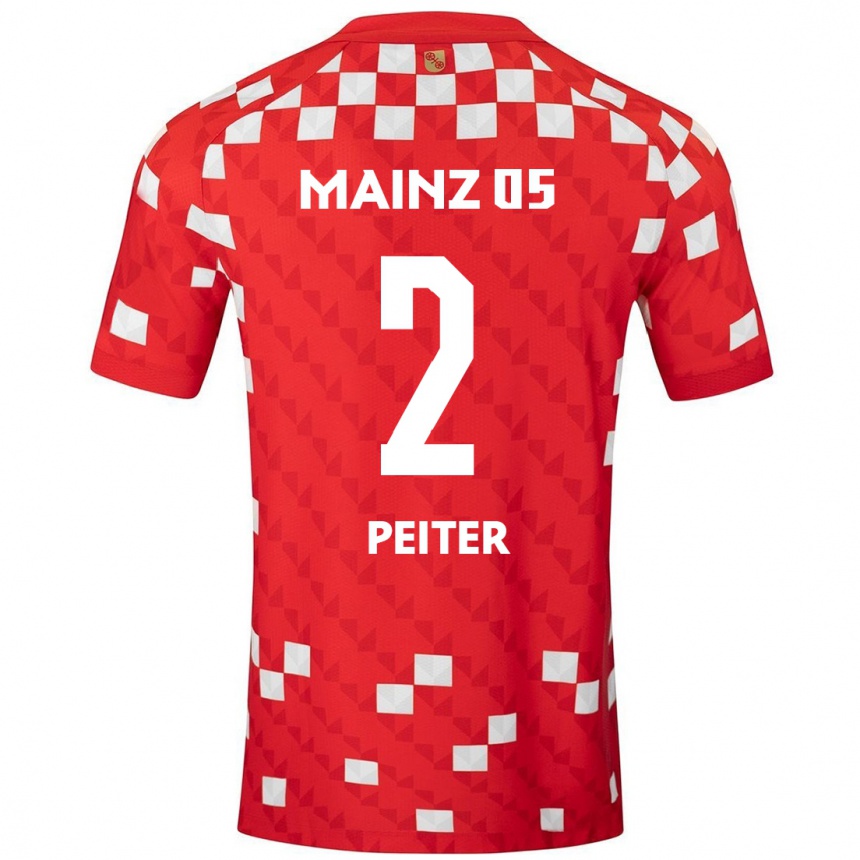 Men Football Chiara Peiter #2 White Red Home Jersey 2024/25 T-Shirt Canada