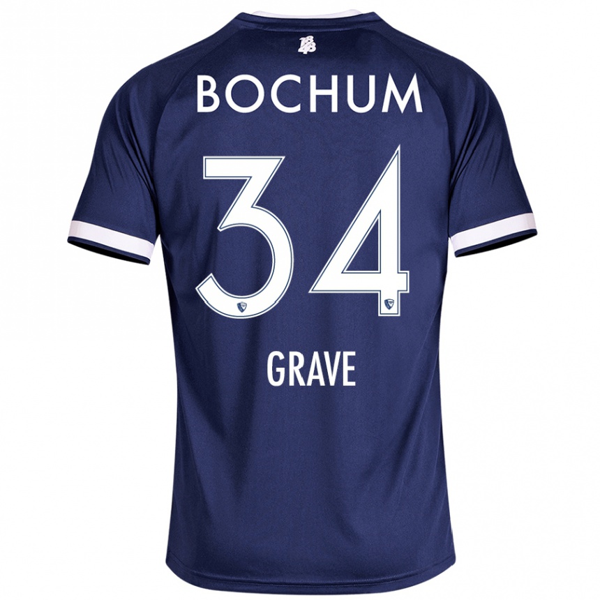 Men Football Paul Grave #34 Dark Blue Home Jersey 2024/25 T-Shirt Canada