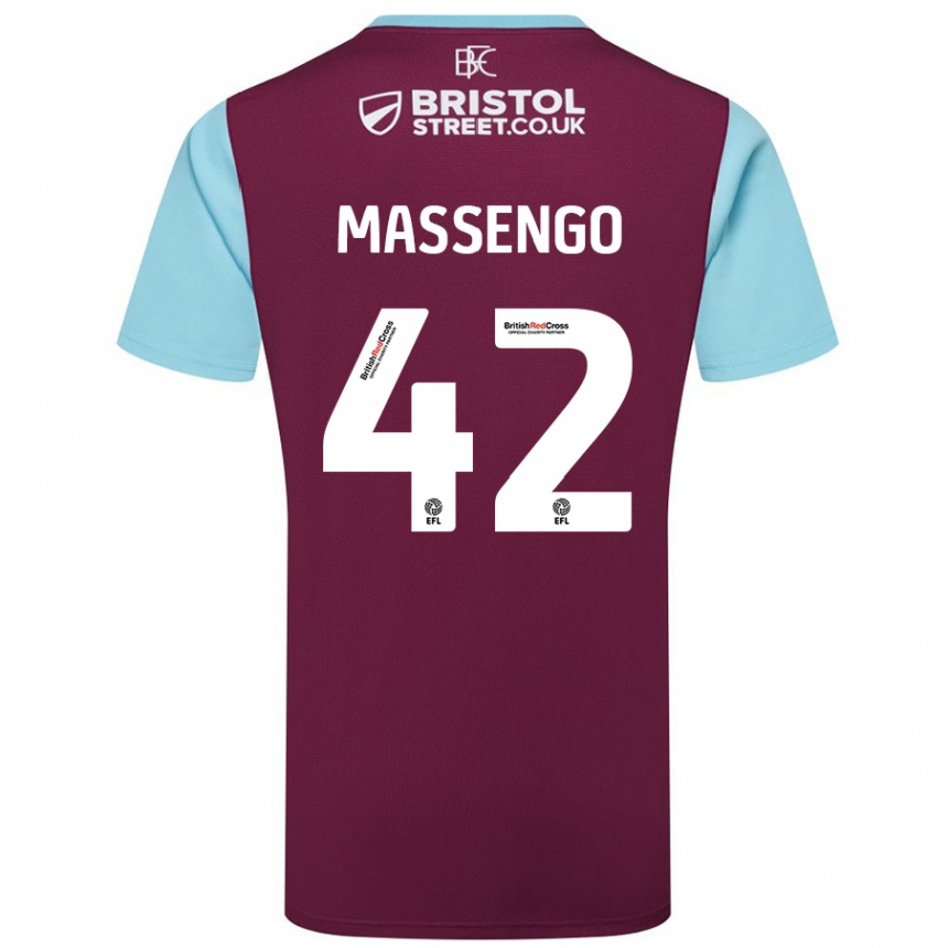 Men Football Han-Noah Massengo #42 Burgundy Sky Blue Home Jersey 2024/25 T-Shirt Canada