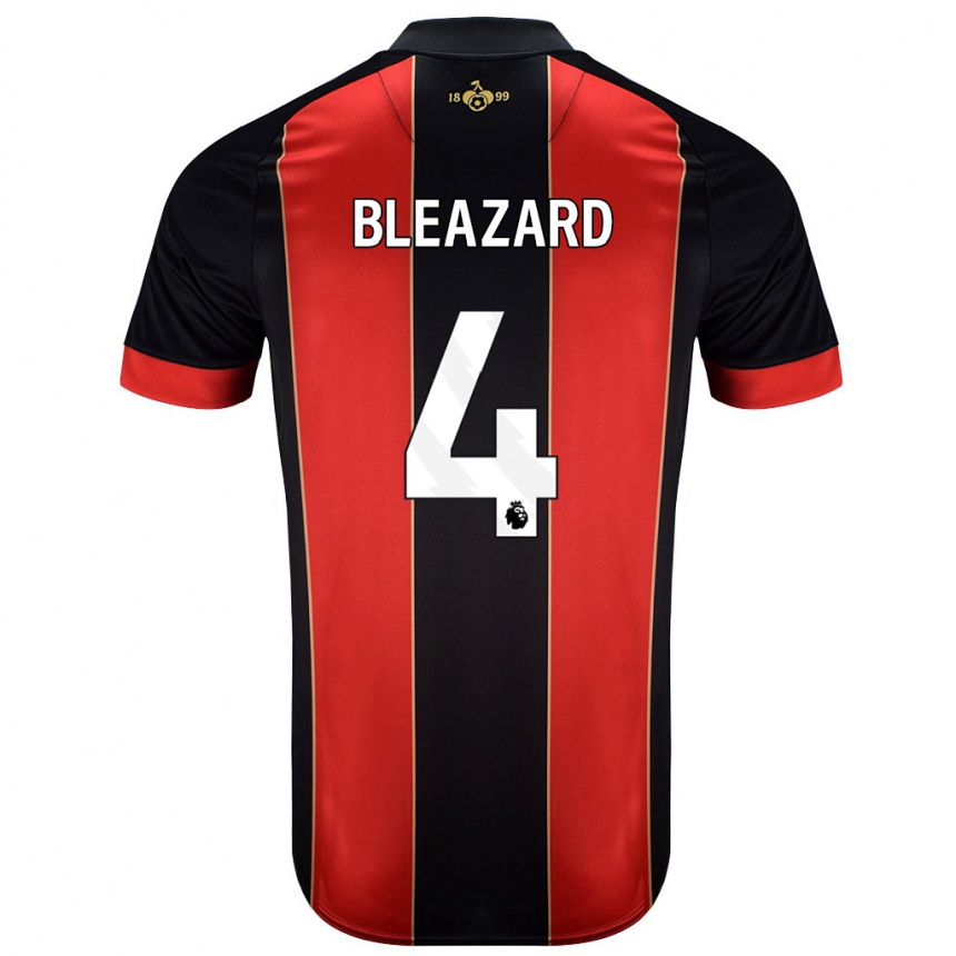 Men Football Helen Bleazard #4 Red Black Home Jersey 2024/25 T-Shirt Canada