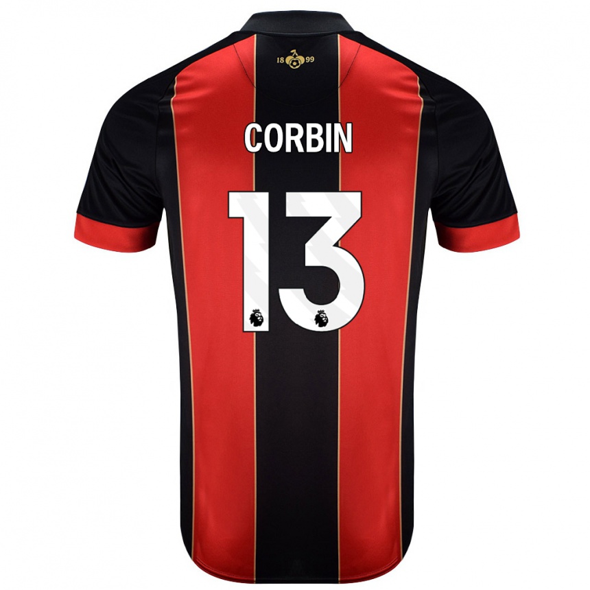 Men Football Helen Corbin #13 Red Black Home Jersey 2024/25 T-Shirt Canada