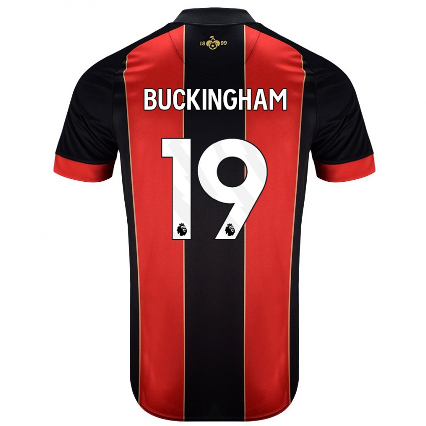 Men Football Alisha Buckingham #19 Red Black Home Jersey 2024/25 T-Shirt Canada