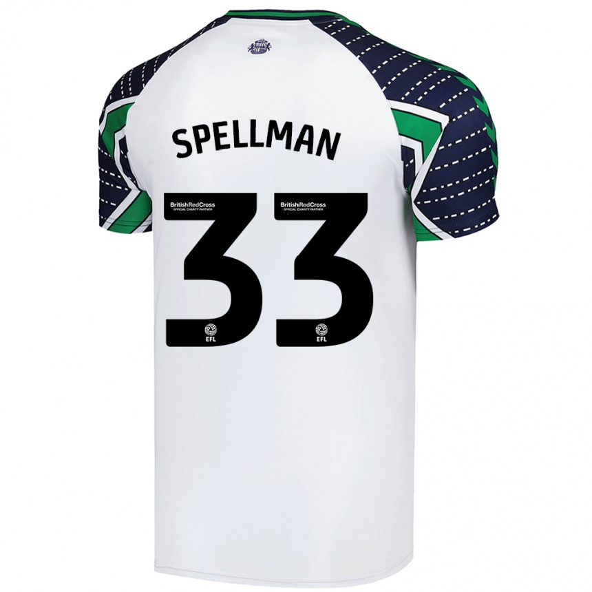 Men Football Michael Spellman #33 White Away Jersey 2024/25 T-Shirt Canada