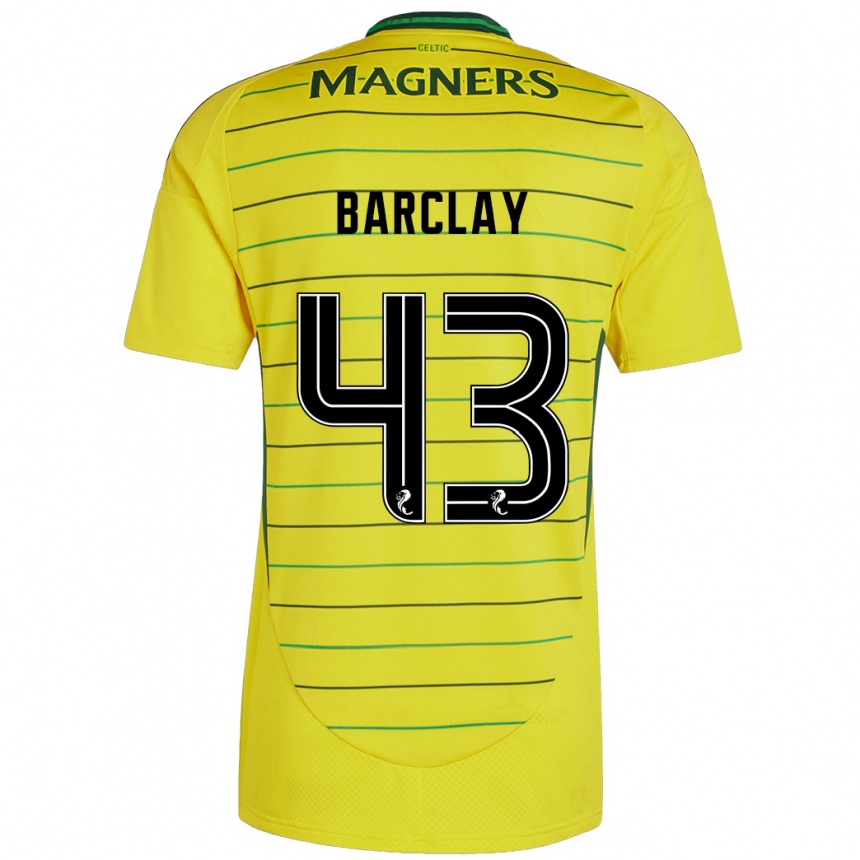 Men Football Lucy Barclay #43 Yellow Away Jersey 2024/25 T-Shirt Canada