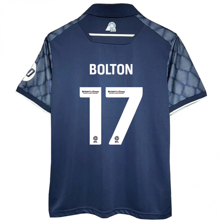 Men Football Luke Bolton #17 Black Away Jersey 2024/25 T-Shirt Canada